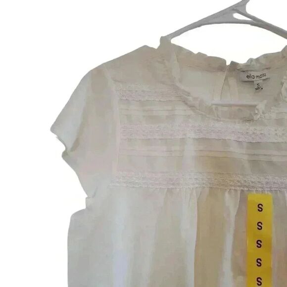 Ella Moss Women's Ivory Cotton/Modal Knit Ruffle Sleeve Top NEW - Picture 5 of 15